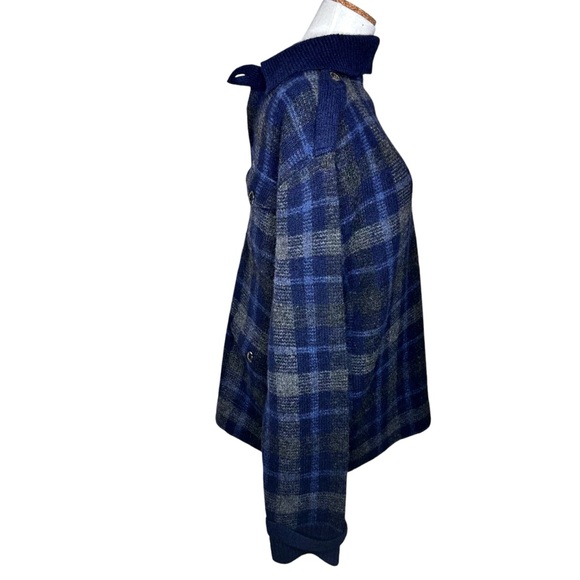 Vintage 80s Polo Ralph Lauren Plaid Wool & Alpaca Cardigan Sweater Jacket Blue - Picture 7 of 16